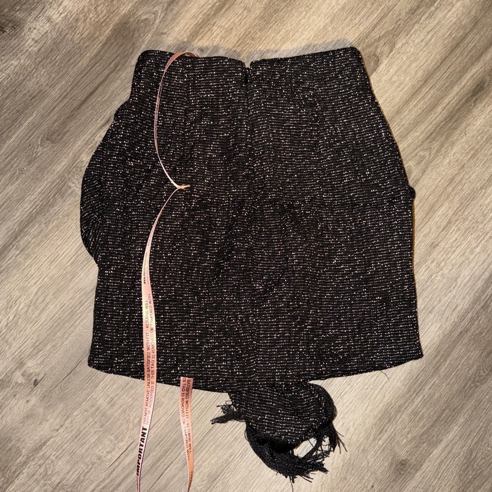 House of CB MARTHA Black Sparkle Draped Mini Skirt - Picture 8 of 11
